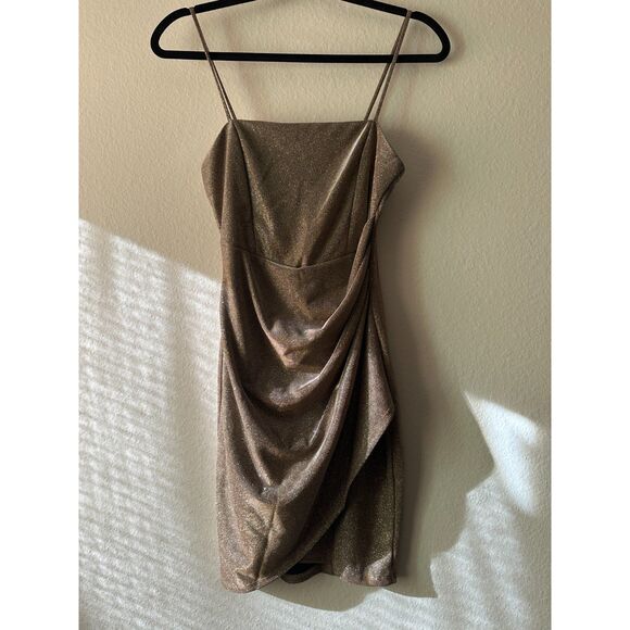 Windsor Dresses & Skirts - Windsor Gold Sparkle Bliss Glitter Wrap Mini Dress